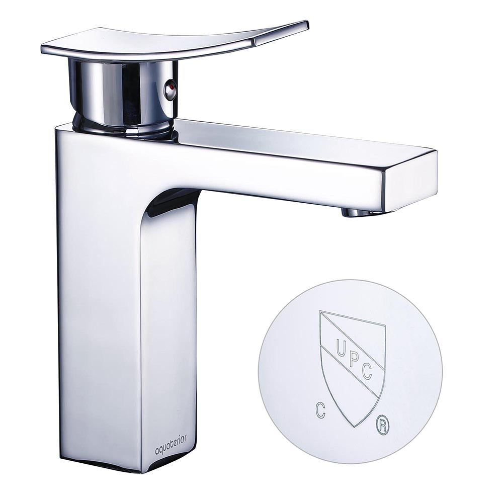 Aquaterior Bathroom Faucet Single Hole Square 1-Handle Cold Hot 7.5H