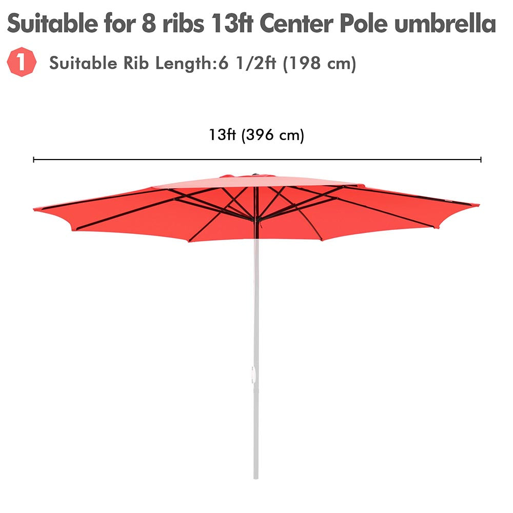 Yescom 13' Outdoor Market Umbrella Replacement Canopy 8-Rib