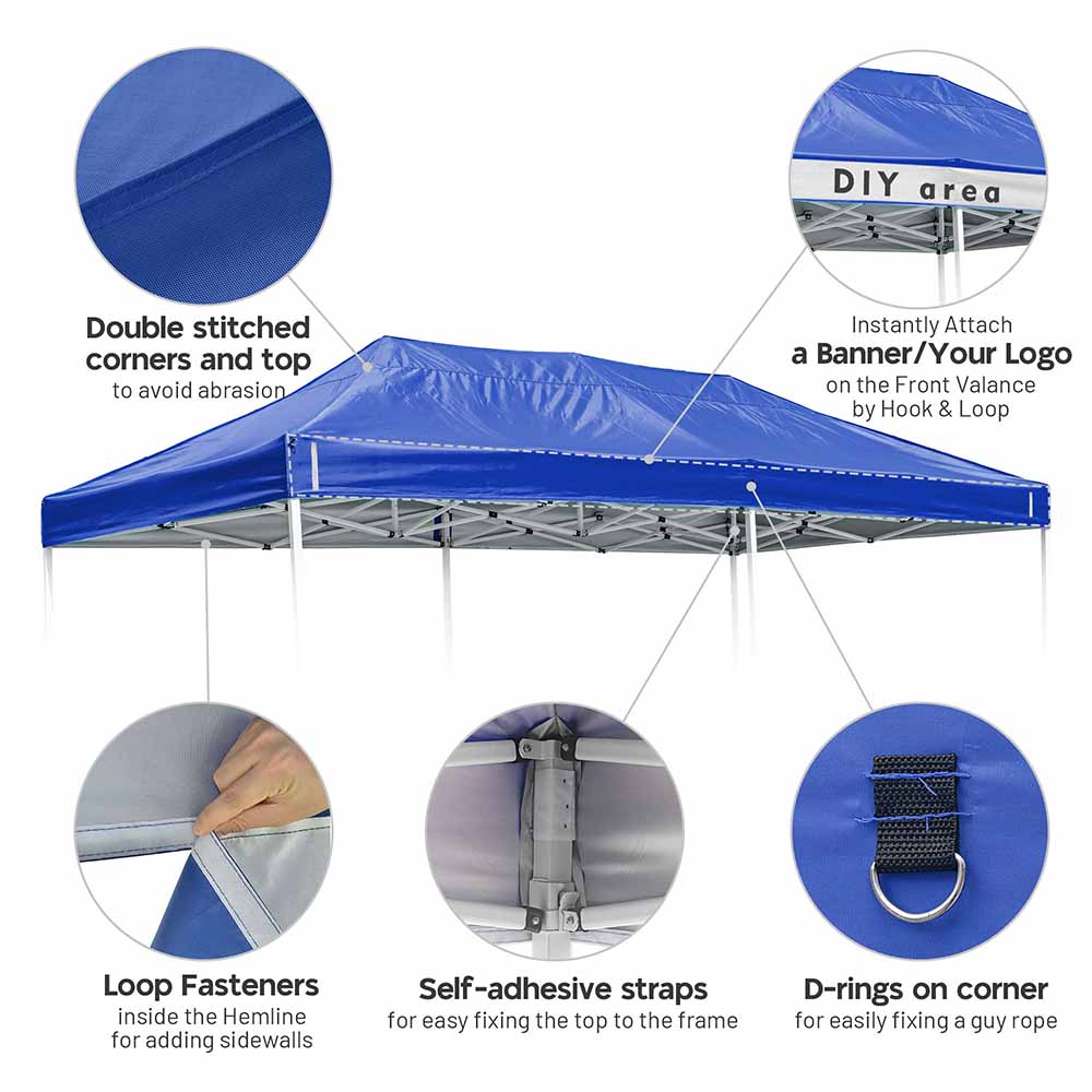 Yescom 10'x20' Ez Pop Up Tent Canopy Top Replacement (9.6'x19')