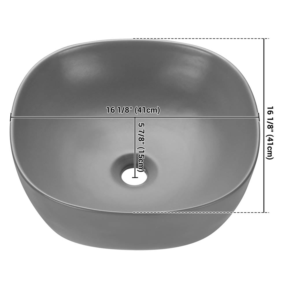 Aquaterior 16 Above Counter Bathroom Sink Bowl Gray