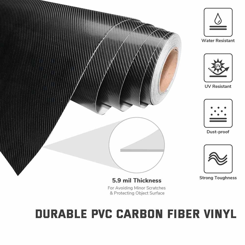 Yescom Carbon Vinyl Wrap Roll 5' x 100' Auto Car 4D Sticker Black