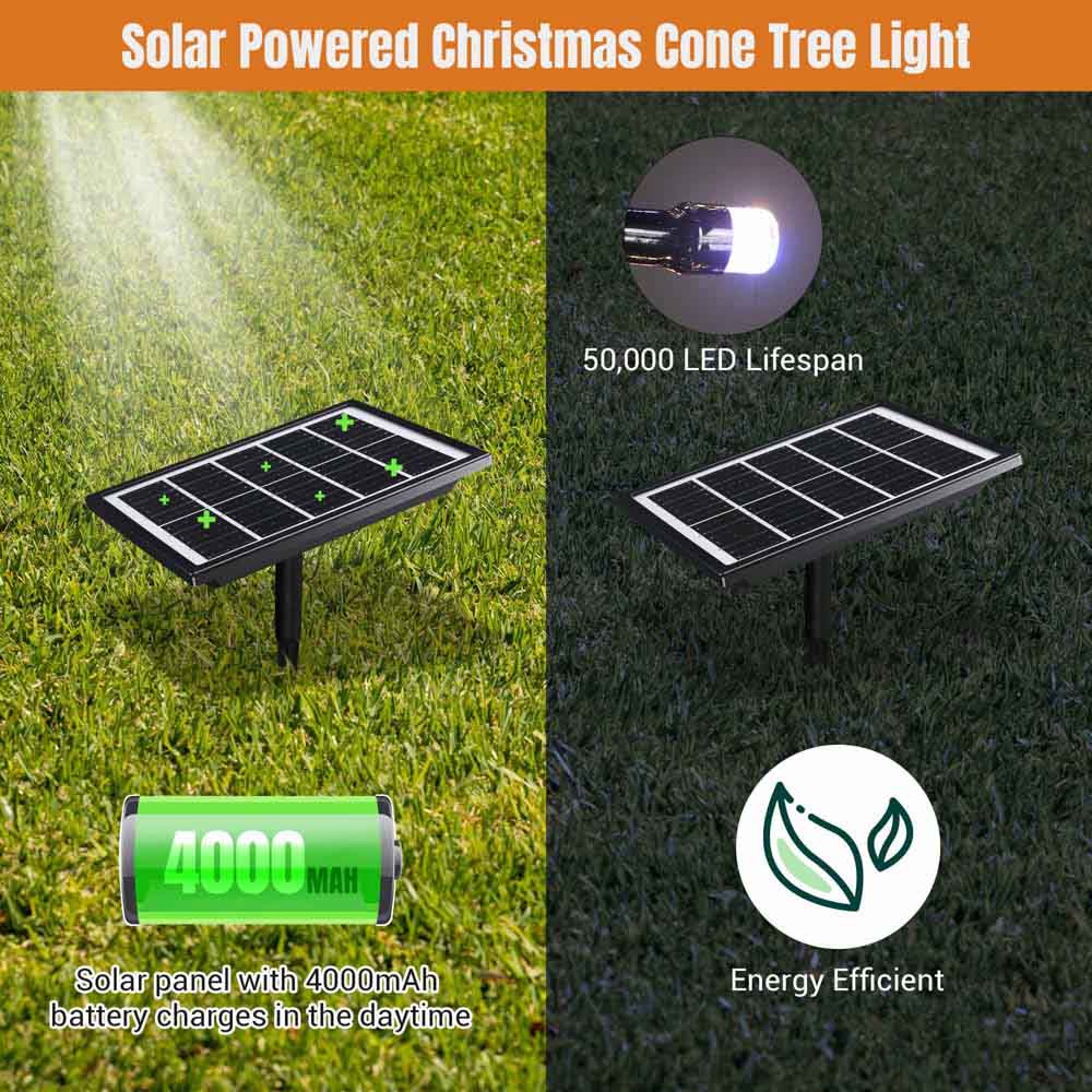 Yescom 12' Outdoor Christmas Tree Prelit Lightshow Solar Powered