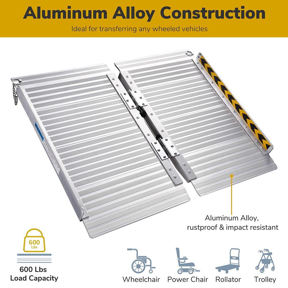 Yescom Wheelchair Ramp 600lb Capacity 2'x29 Aluminum Single-Step