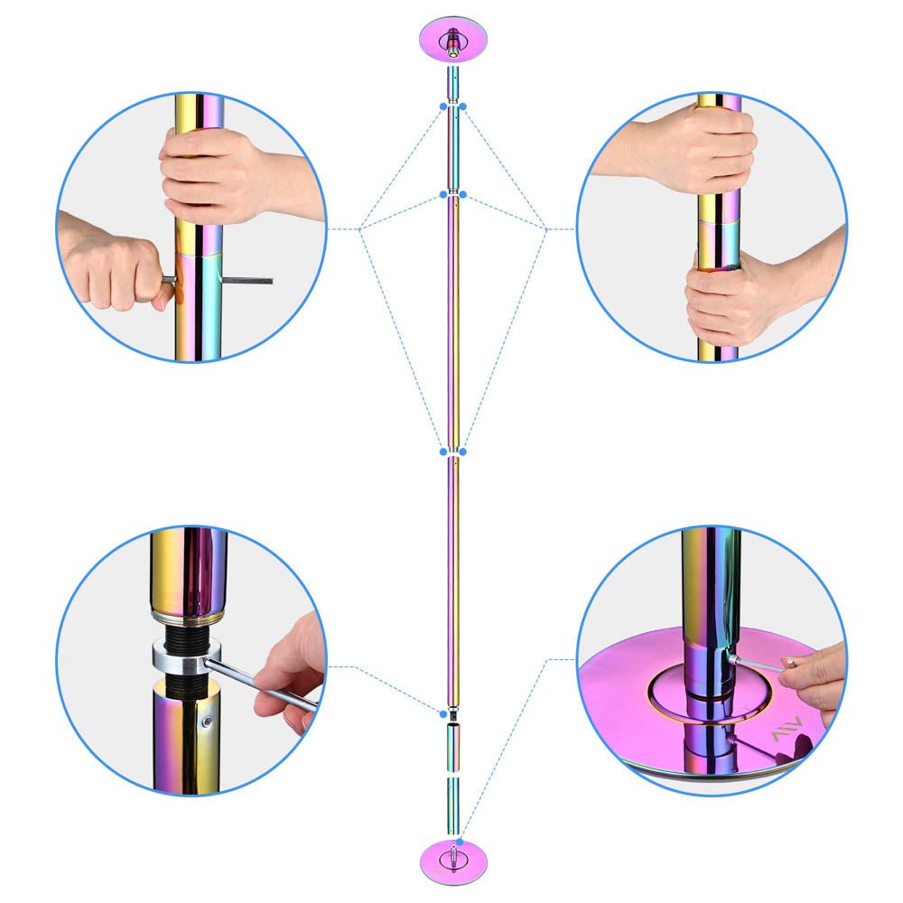 Yescom Home Fitness Colorful Spinning Dance Pole D45mm 12ft (Preorder)