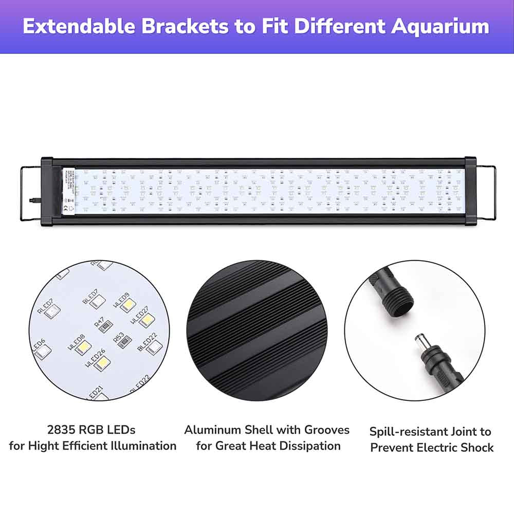 AquaBasik LED Aquarium Light with Timer RC RGBW 32-39