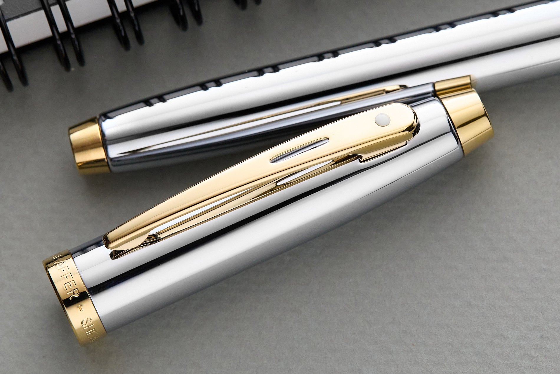 Sheaffer 100 Fountain Pen - Bright Chrome/Gold