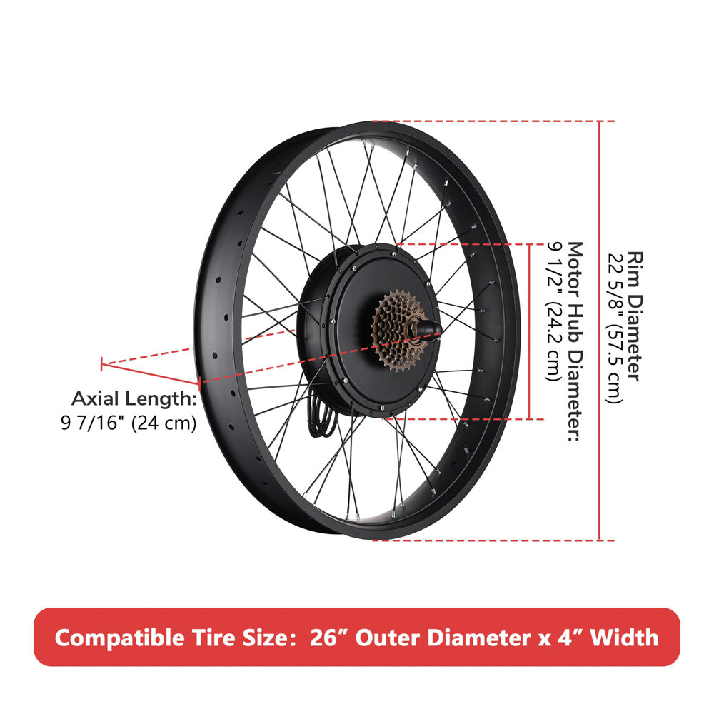 Yescom 26 Electric Bicycle Motor Rear Wheel Fat Tire Kit 48v 1000w