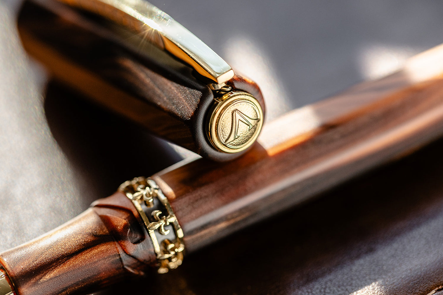 Visconti Medici Fountain Pen - Briarwood / Yellow Gold