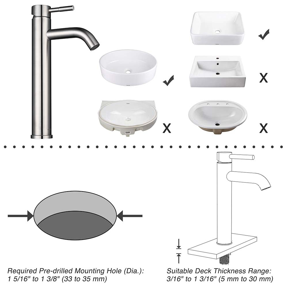 Yescom 12 Bathroom Bar Sink Vessel Faucet Finish Options