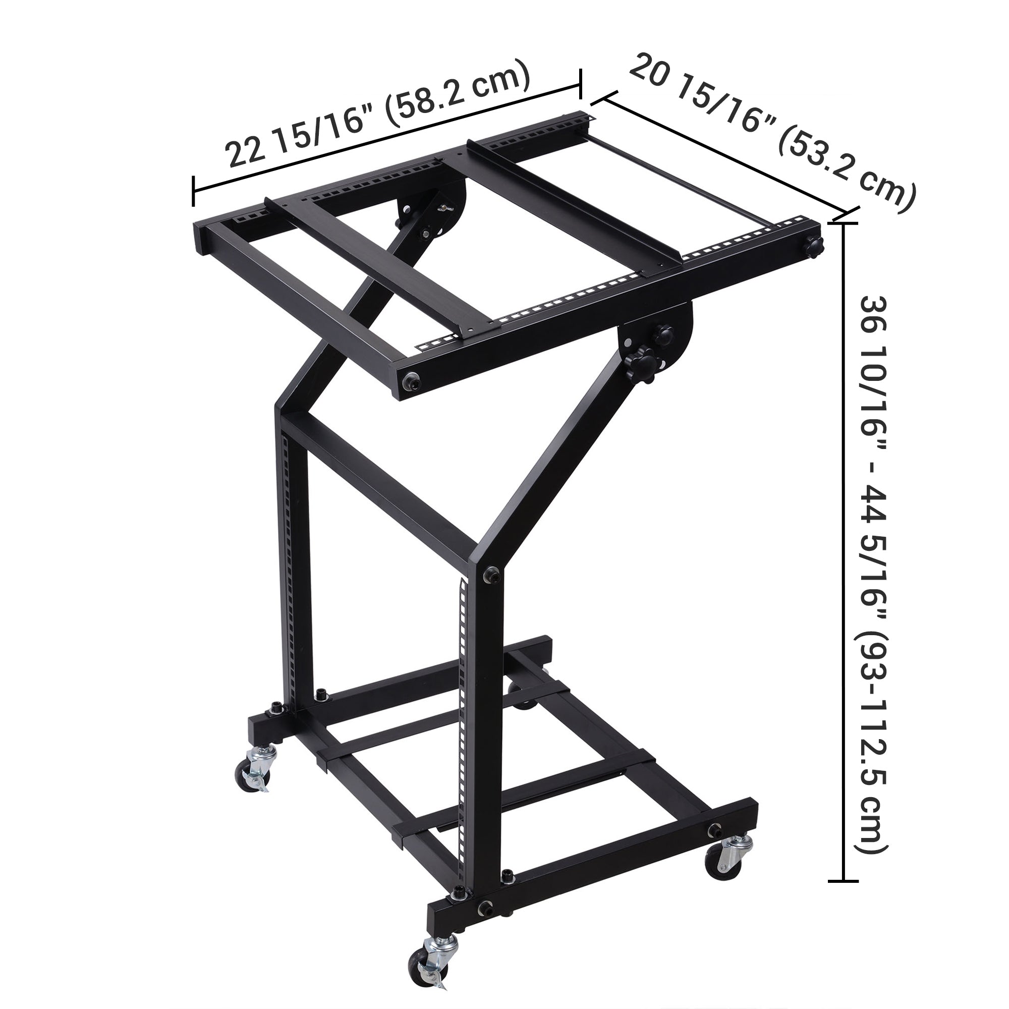 Yescom 19in 9U Stage Rolling Audio Mixer Stand Rack Cart w/ 4 Poles