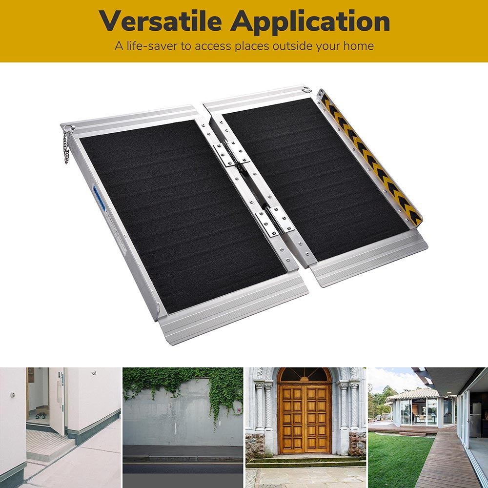 Yescom Wheelchair Ramp 600lb Capacity 2'x29 Aluminum w/ Non-Slip Surface