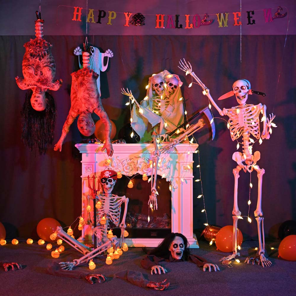 Yescom 5.4ft Skeleton Halloween Decoration Posable with Two Heads