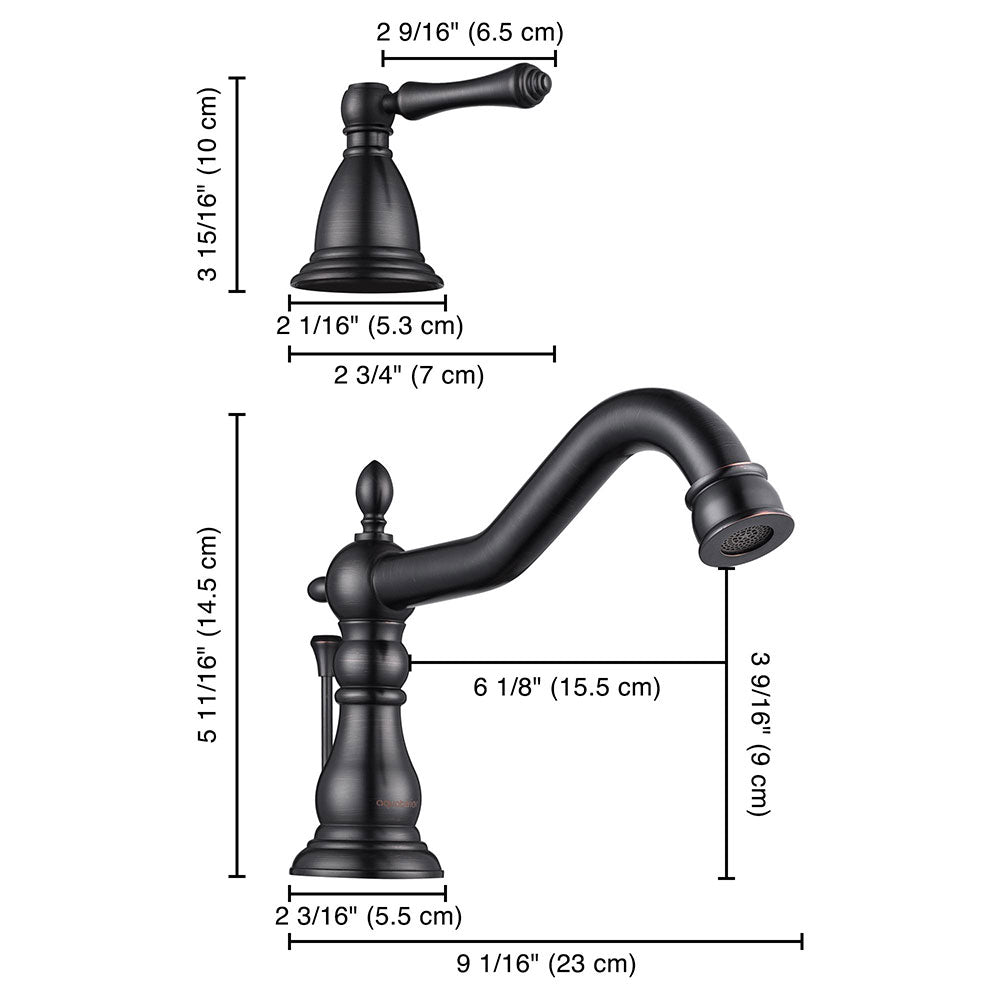 Aquaterior Widespread Faucet w/ Drain 3-Hole 2-Handle Cold Hot 6H