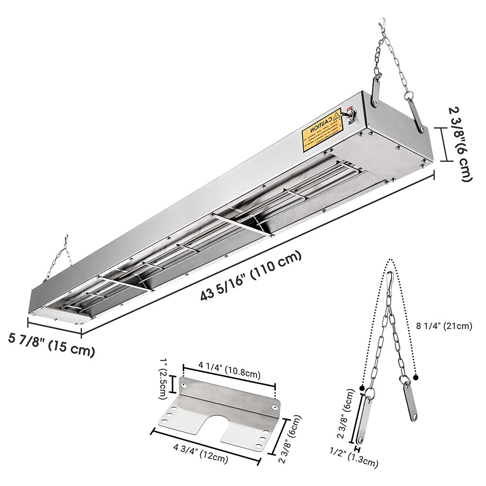 Yescom Food Warmer Overhead Heater 43 in. 1100W