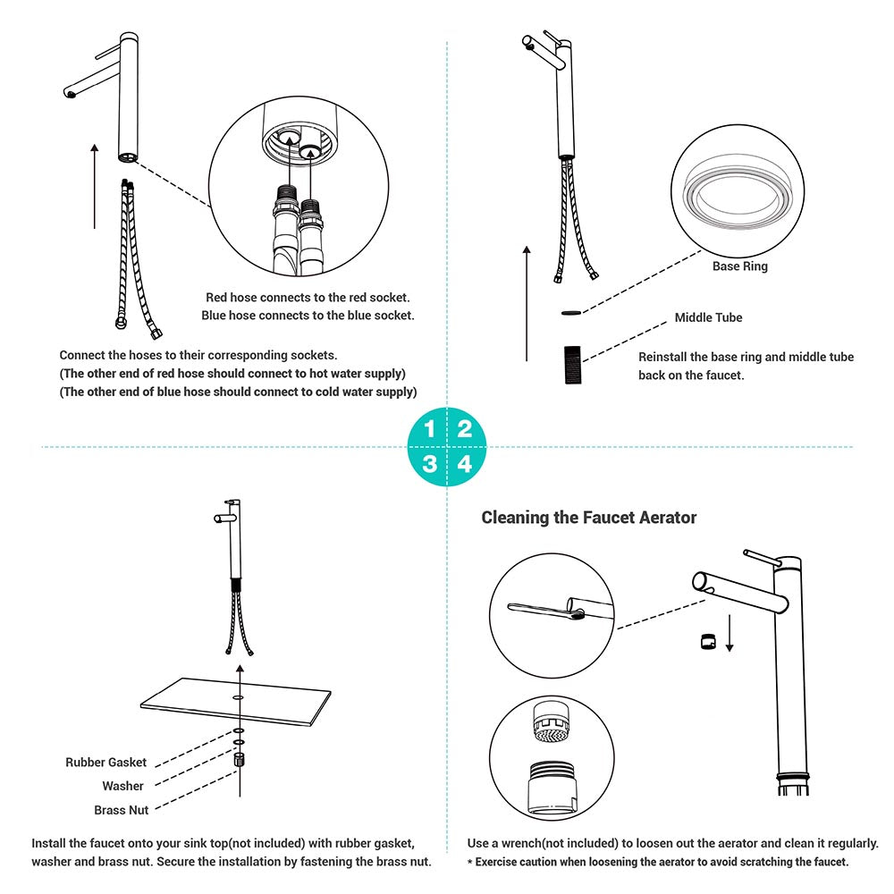 Aquaterior Single Handle Bathroom Faucet 13 Tall