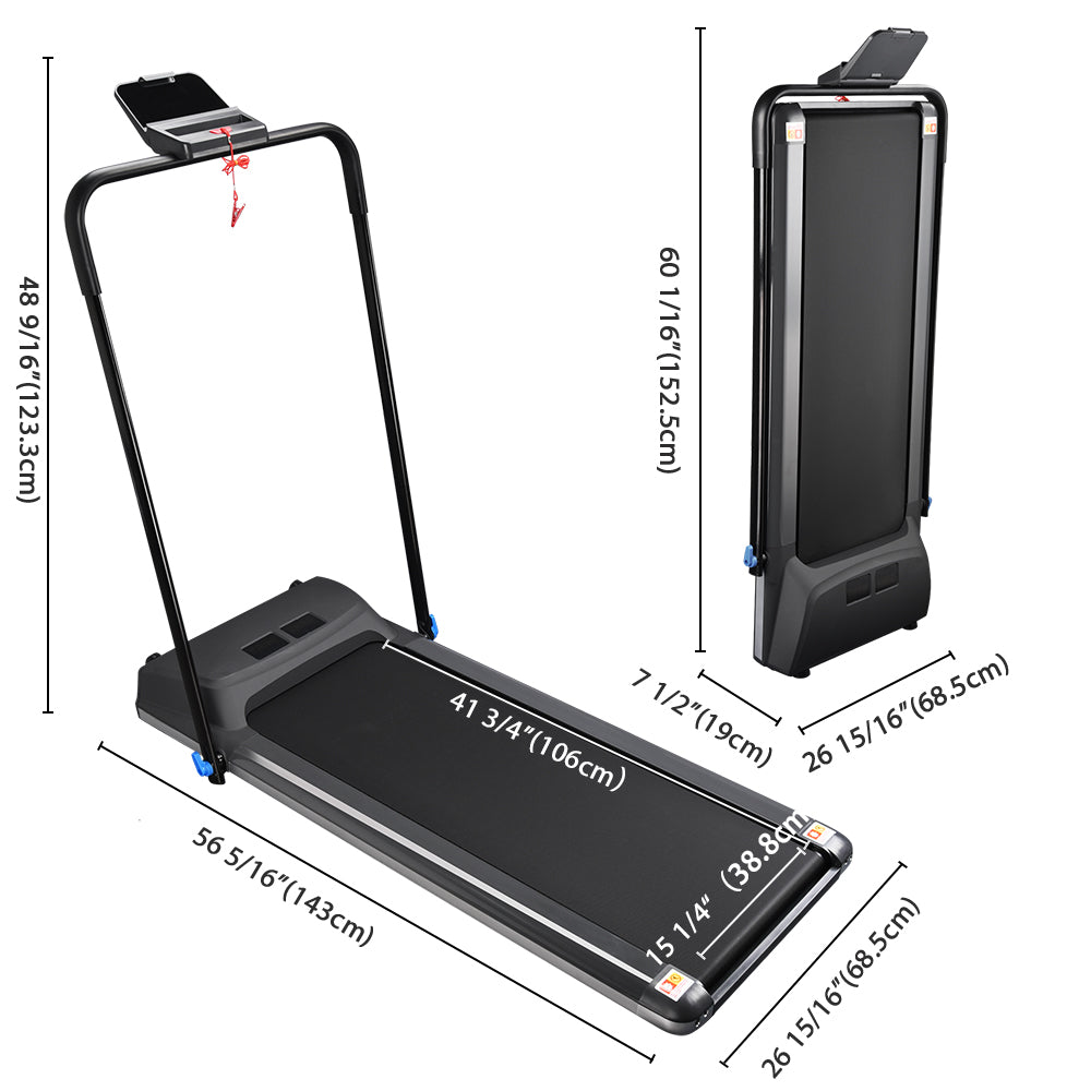 Yescom Underdesk Treadmill Walking Pad with Handrail Remote 1.5 HP