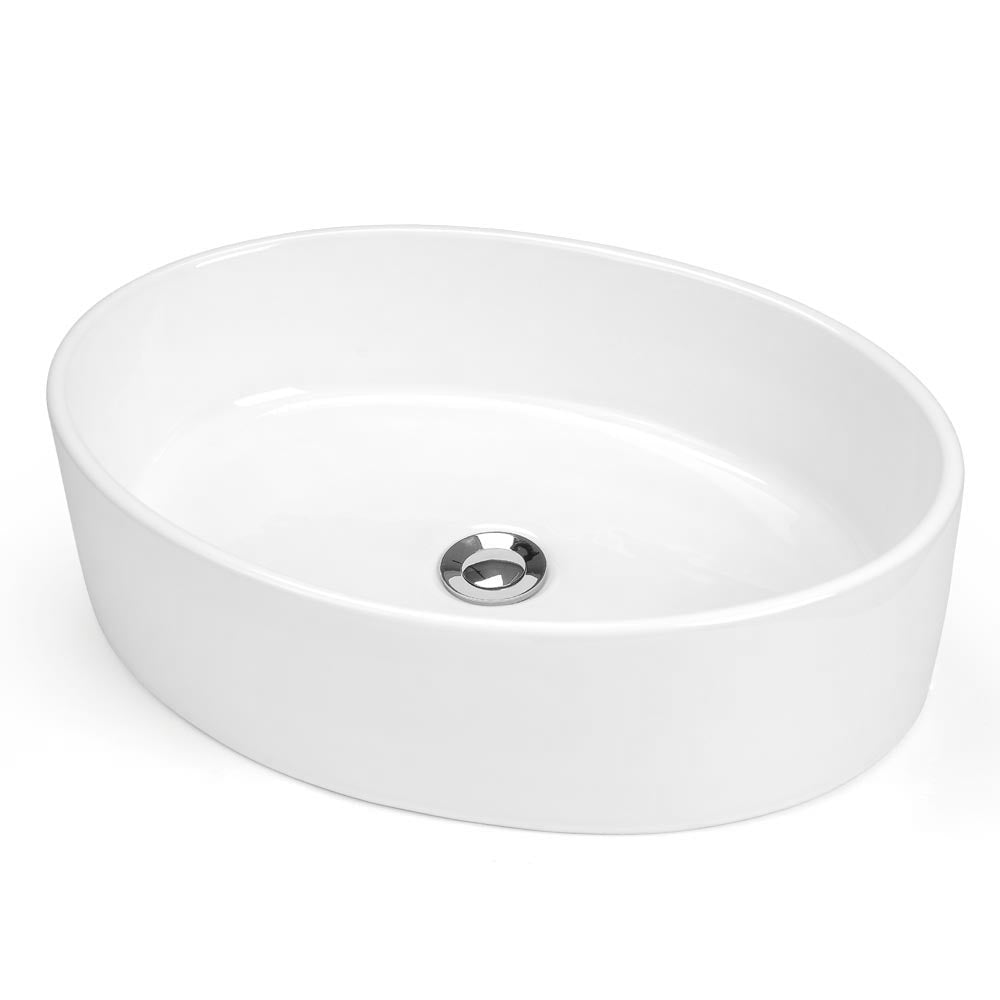 Aquaterior 19 Oval Bathroom Porcelain Sink w/ Drain