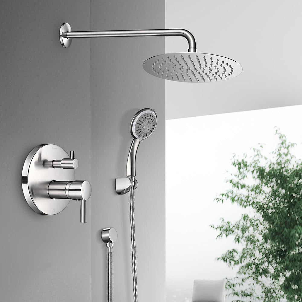 Aquaterior Shower Faucet Set with Handheld 10 Round Shower Head