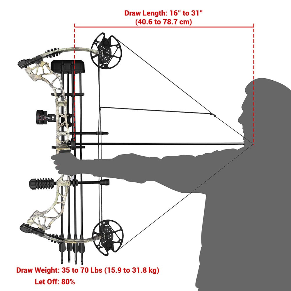 Yescom Archery Compound Bow Kit & 12 Carbon Arrows Fishing Bow