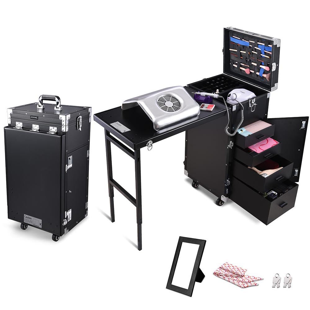 Byootique Nail Table Makeup Station Speaker Drawers Mirror