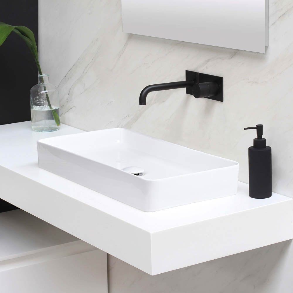 Aquaterior Rectangular Sink Porcelain w/ Drain 23x13