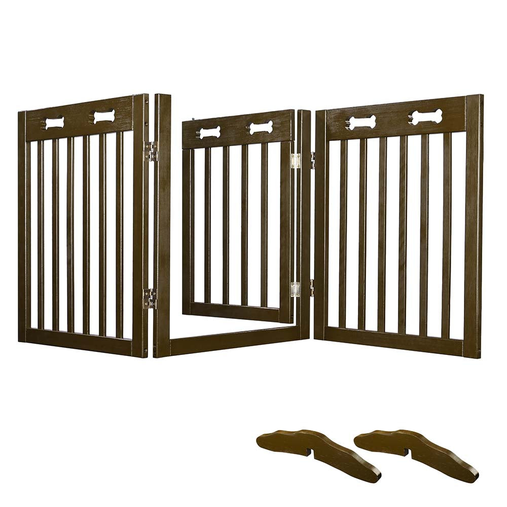 Yescom 3-Panel Folding Wood Pet Gate Crate Baby Barrier 60x24in