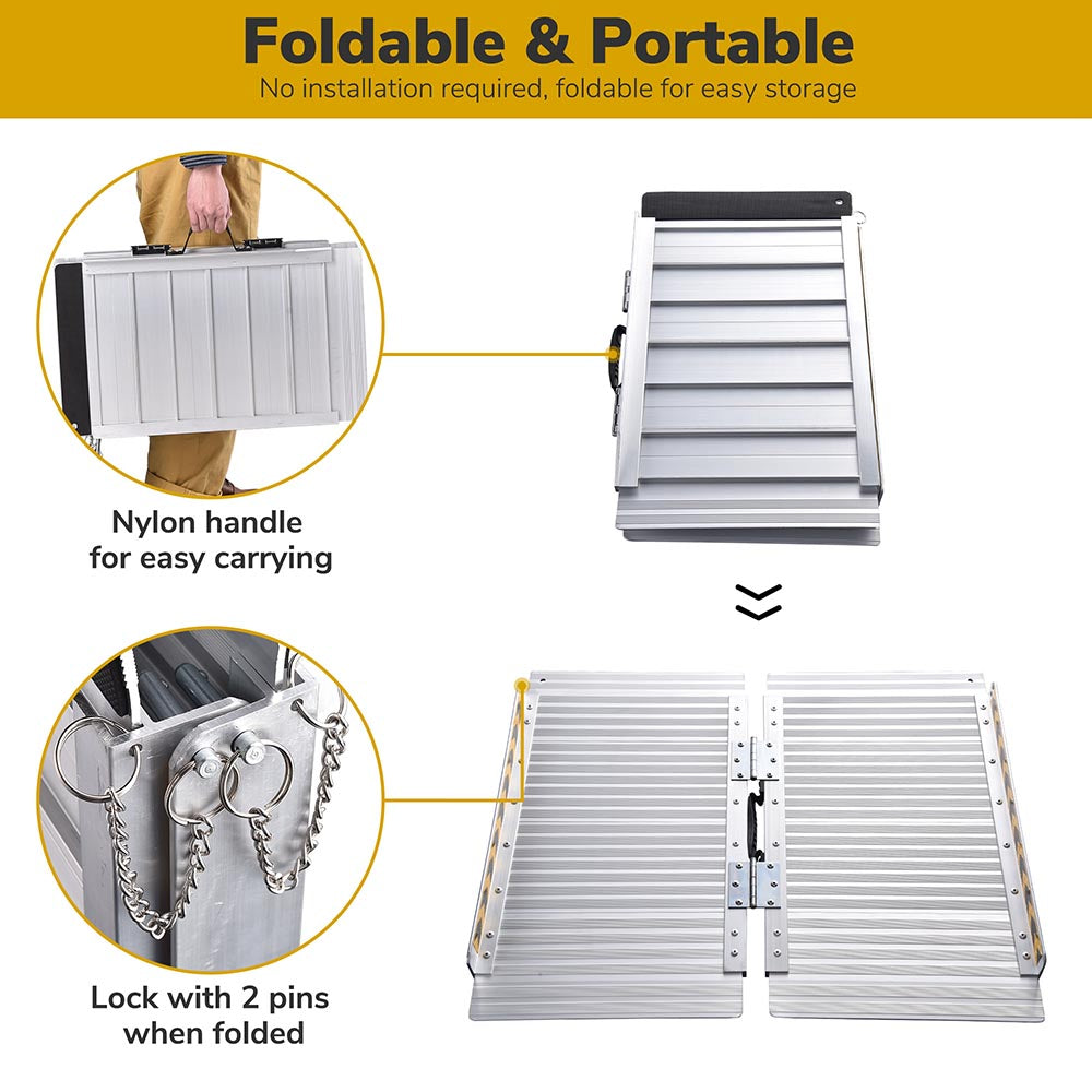 Yescom Wheelchair Ramp 600lb Capacity 2'x29 Aluminum Single-Step