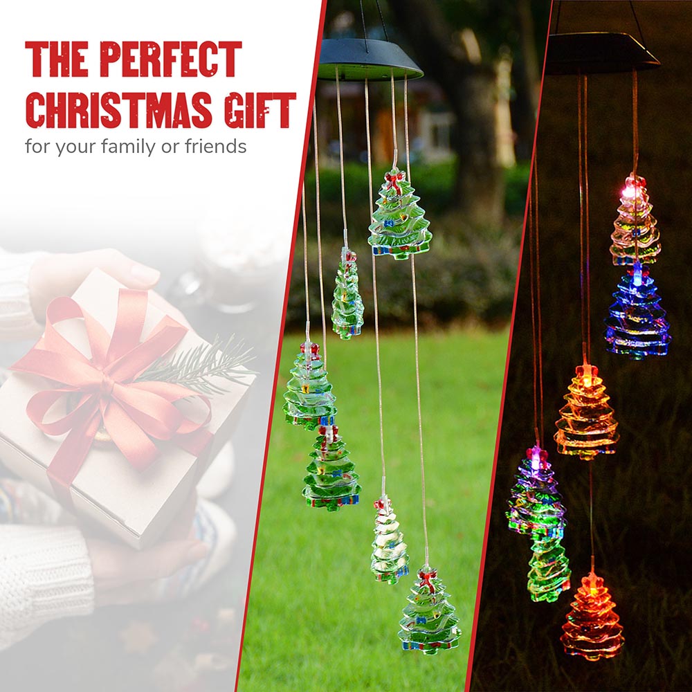 Yescom Solar LED Wind Chime Color Changing Decor Light Christmas Tree