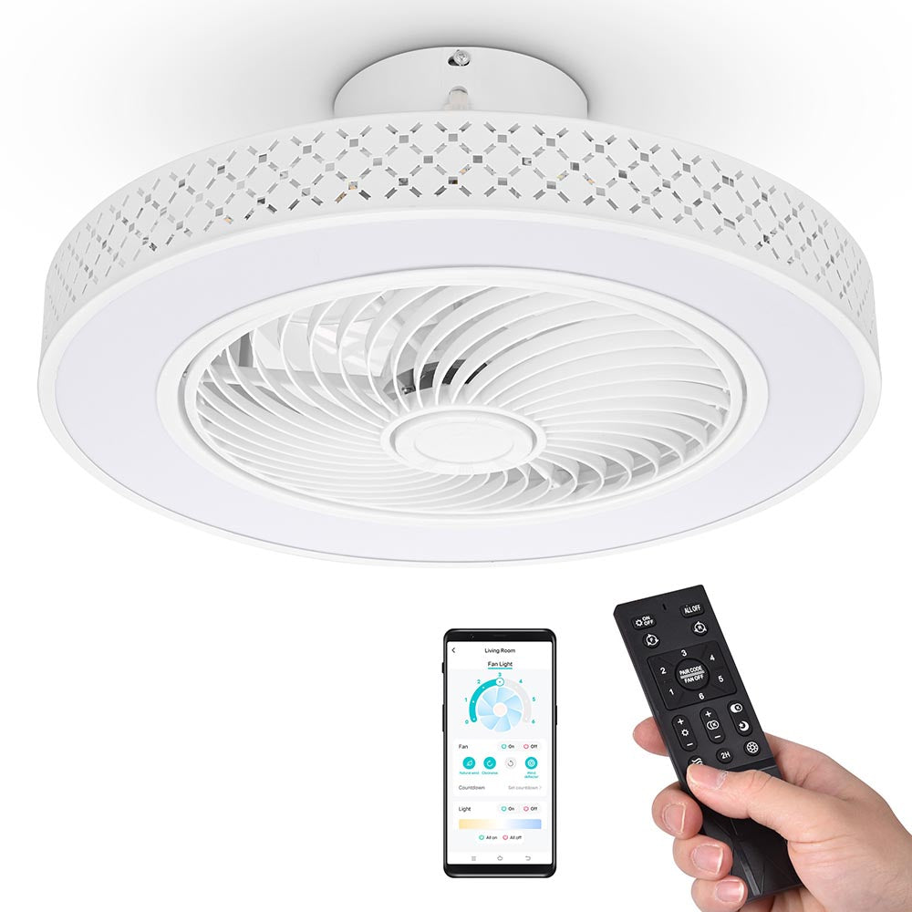 Yescom 20 Enclosed Ceiling Fan with Light Remote APP Control