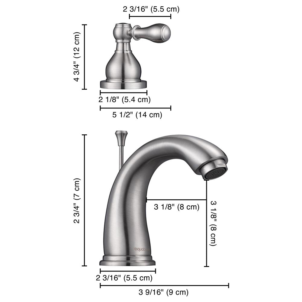 Aquaterior Widespread Faucet w/ Drain 3-Hole 2-Handle Cold Hot 4.7H