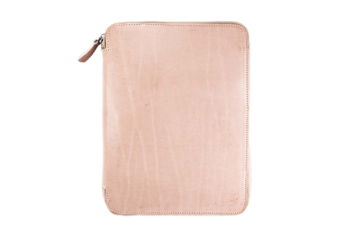 Galen Leather Zippered A5 Notebook Folio - Natural