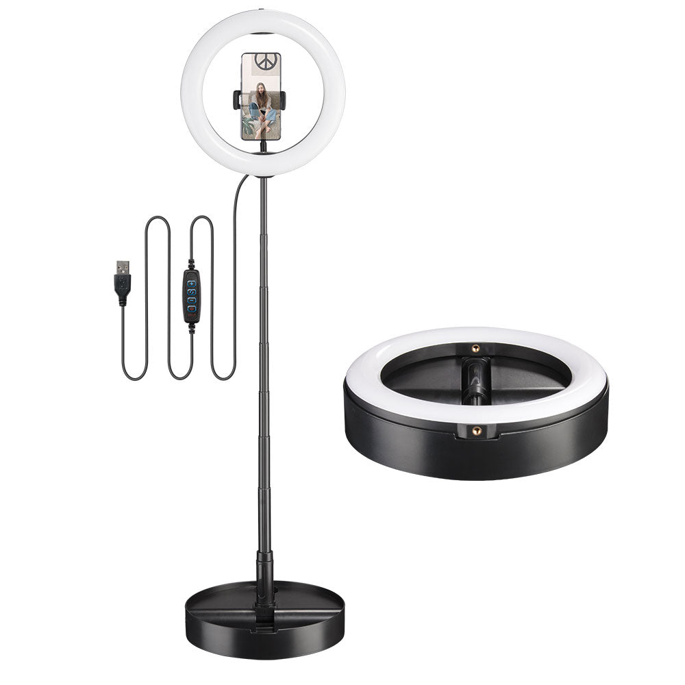 Yescom 10 Travel Ring Light Dimmable Selfie Light w/ Phone Holder