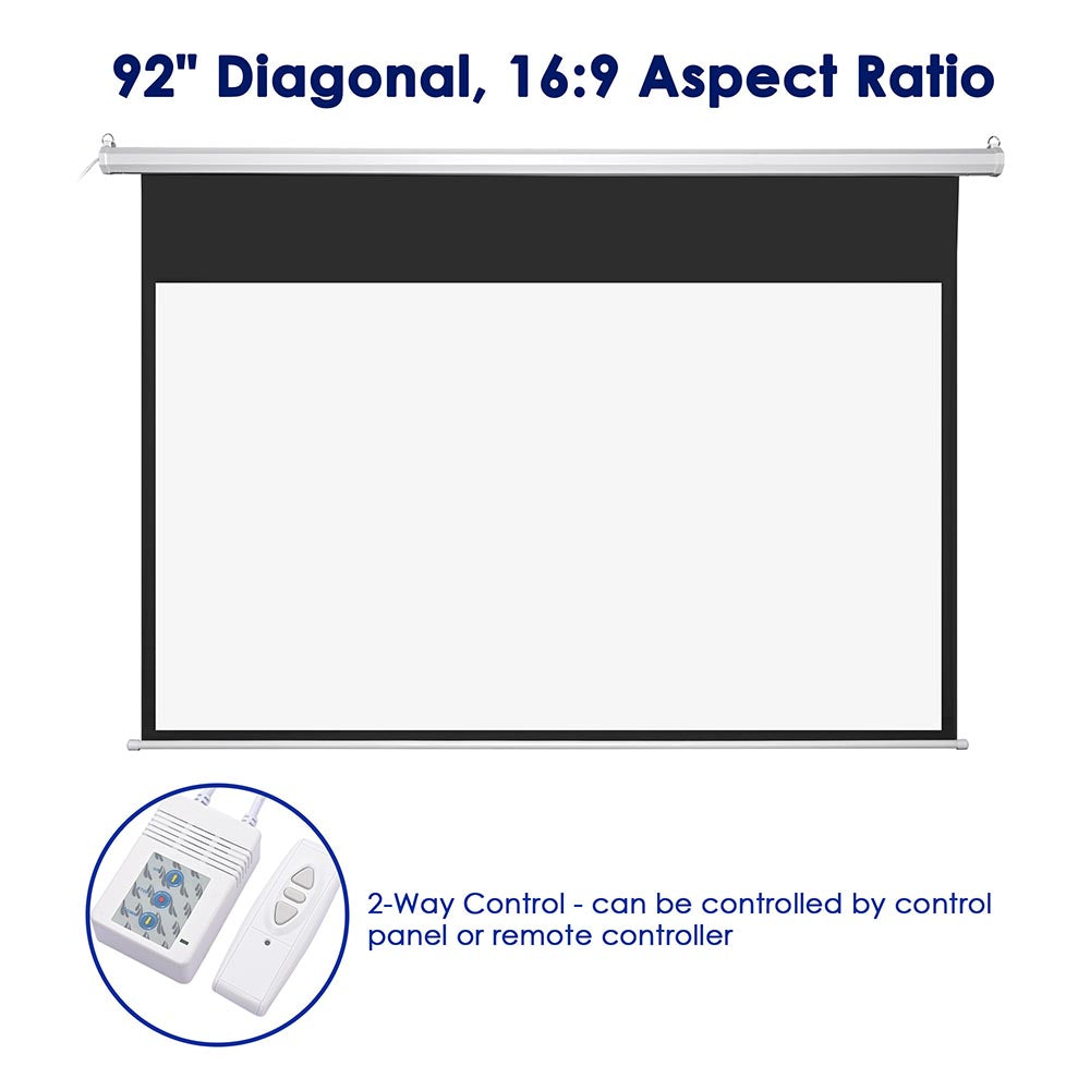 InstaHibit Retractable Electric Projection Screen 92 16:9 Ceiling Mounted