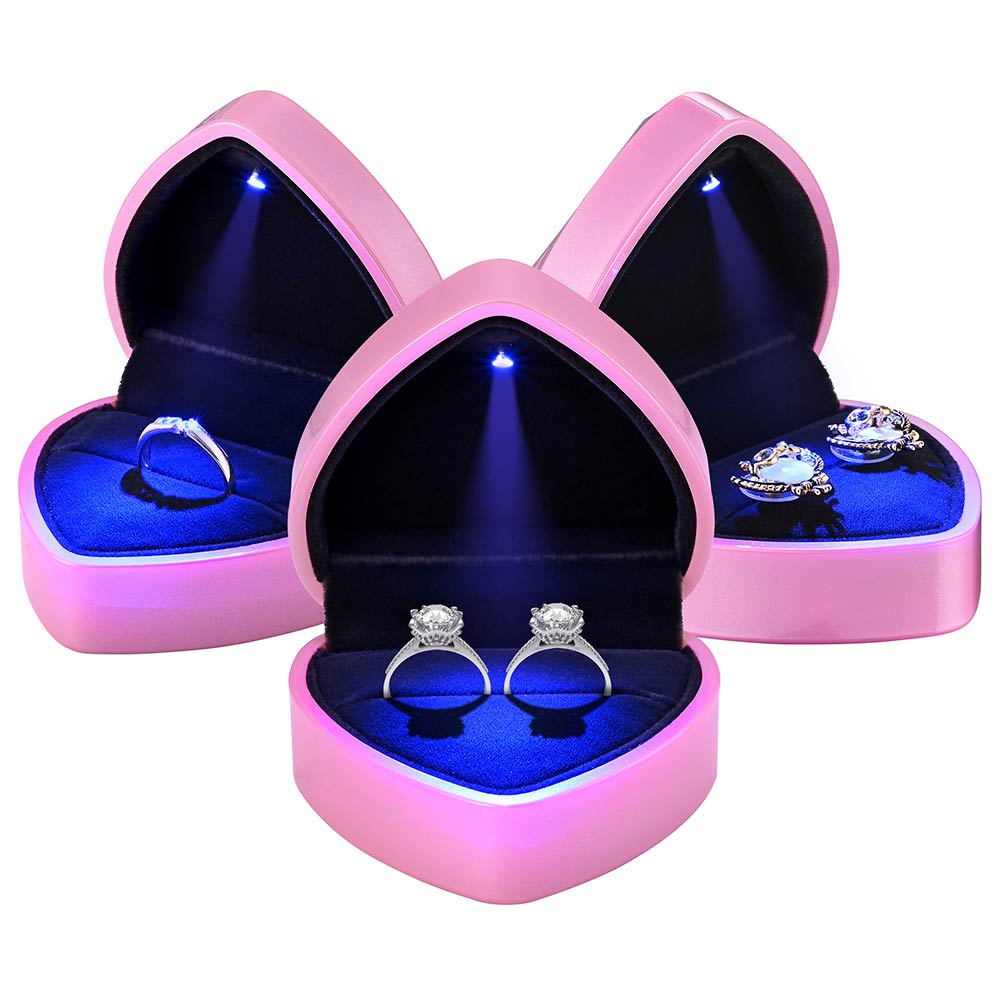 Yescom Engagement Ring Box with Light Heart Shaped