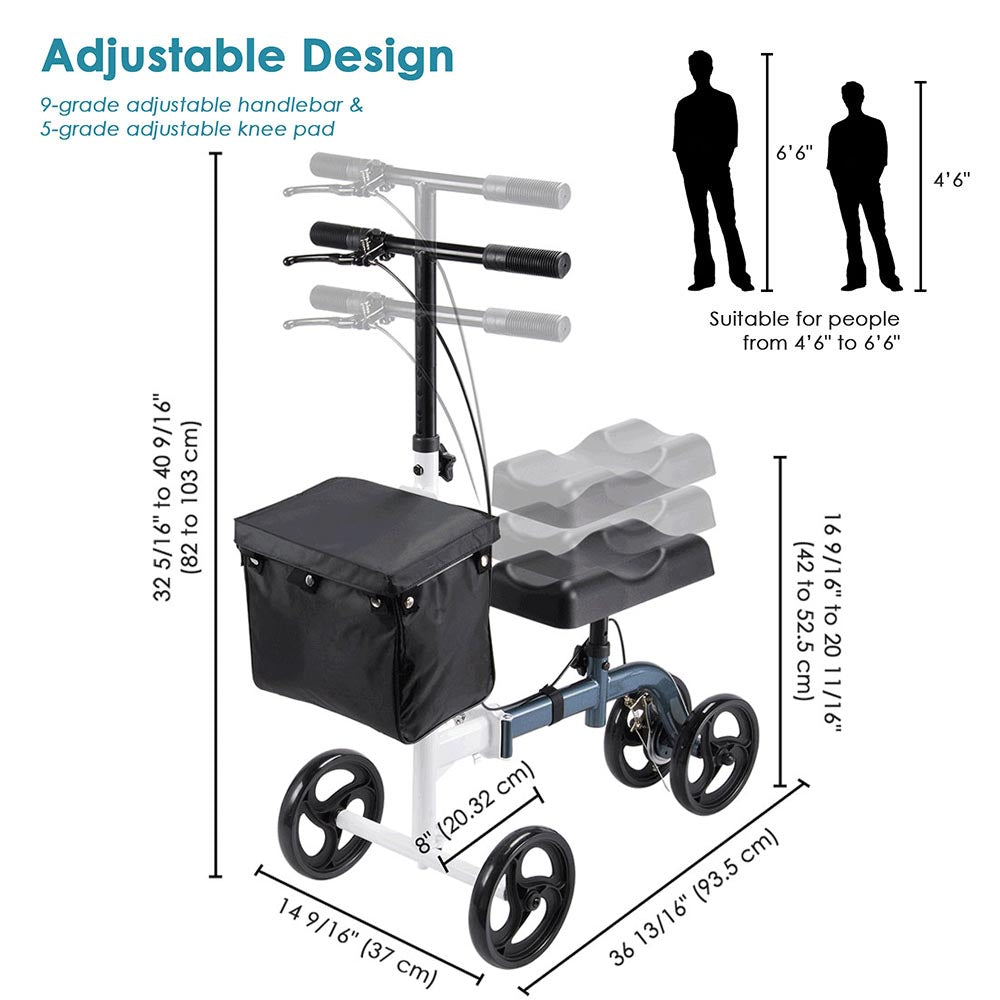 Yescom Knee Walker Scooter w/ Basket Foldable Medical Steerable