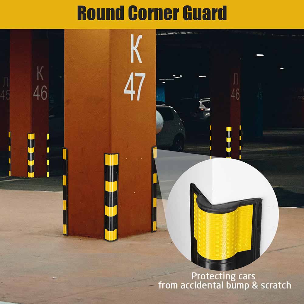 Yescom 2pcs Rubber Corner Guards for Walls Reflective 31 Round