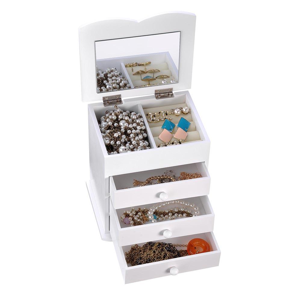 Yescom Jewelry Organizer Box with Mirror Ring Bracelet Necklace