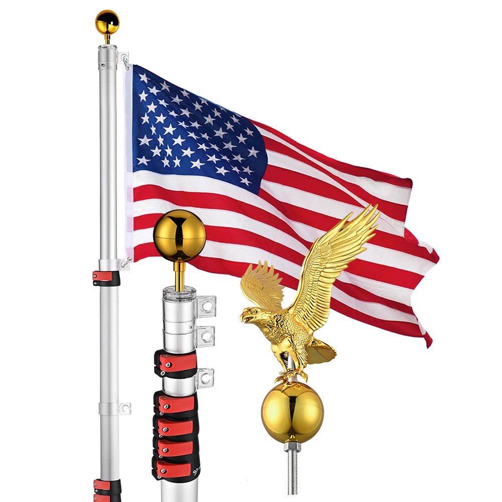 Yescom 20' Telescopic Flag Pole and Flag Kit with Regal Eagle