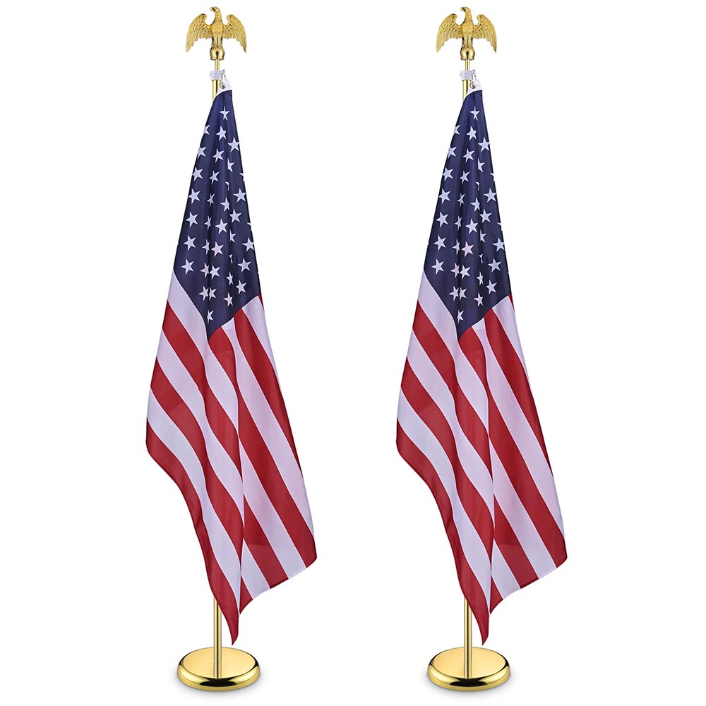 Yescom 6' Indoor Flagpoles with Stand US Flag 2-Pack