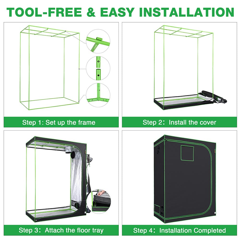 Yescom Grow Tent 60x32x80 Reflective Indoor Hydroponic