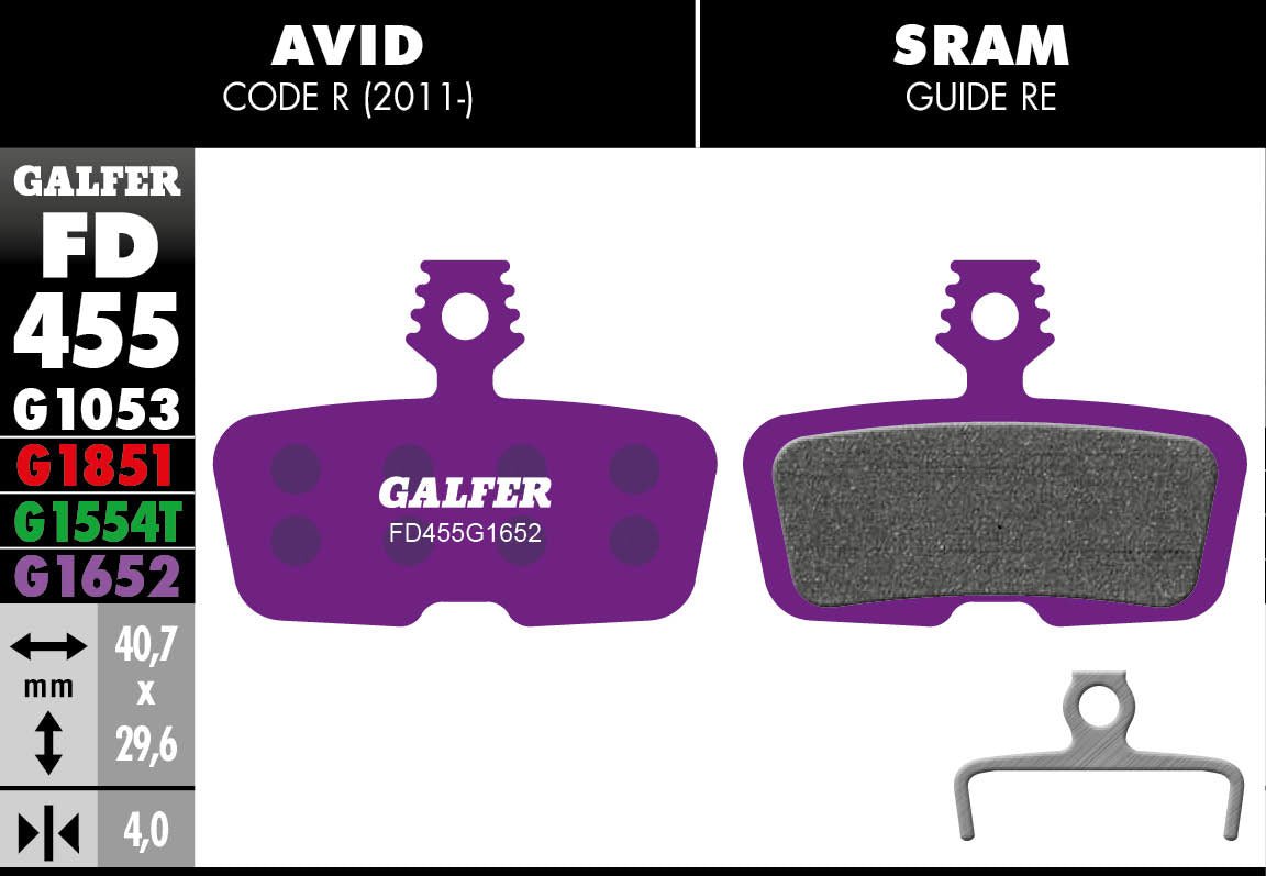 Galfer FD455 Brake Pads Avid Code R (2011-) SRAM Code R RSC Guide Re