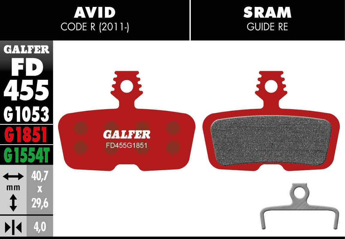 Galfer FD455 Brake Pads Avid Code R (2011-) SRAM Code R RSC Guide Re