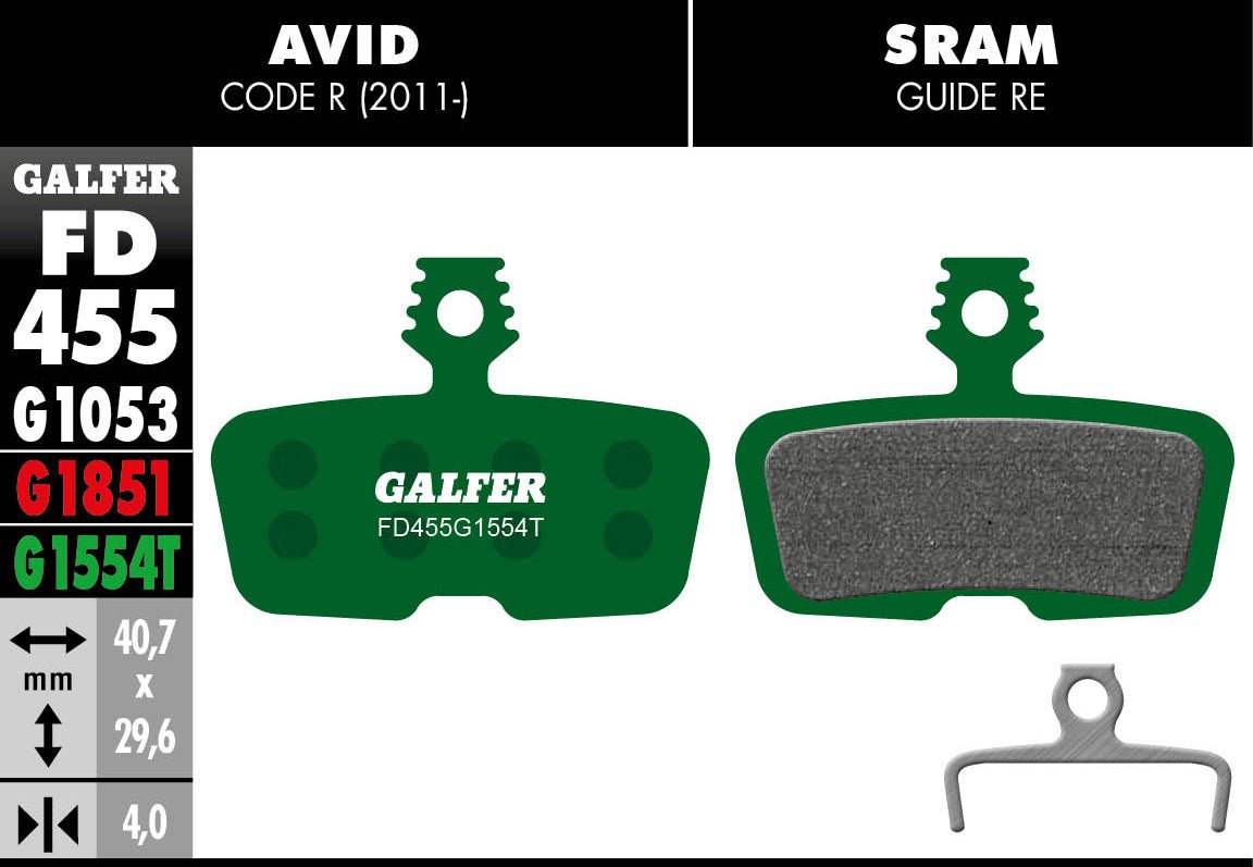 Galfer FD455 Brake Pads Avid Code R (2011-) SRAM Code R RSC Guide Re